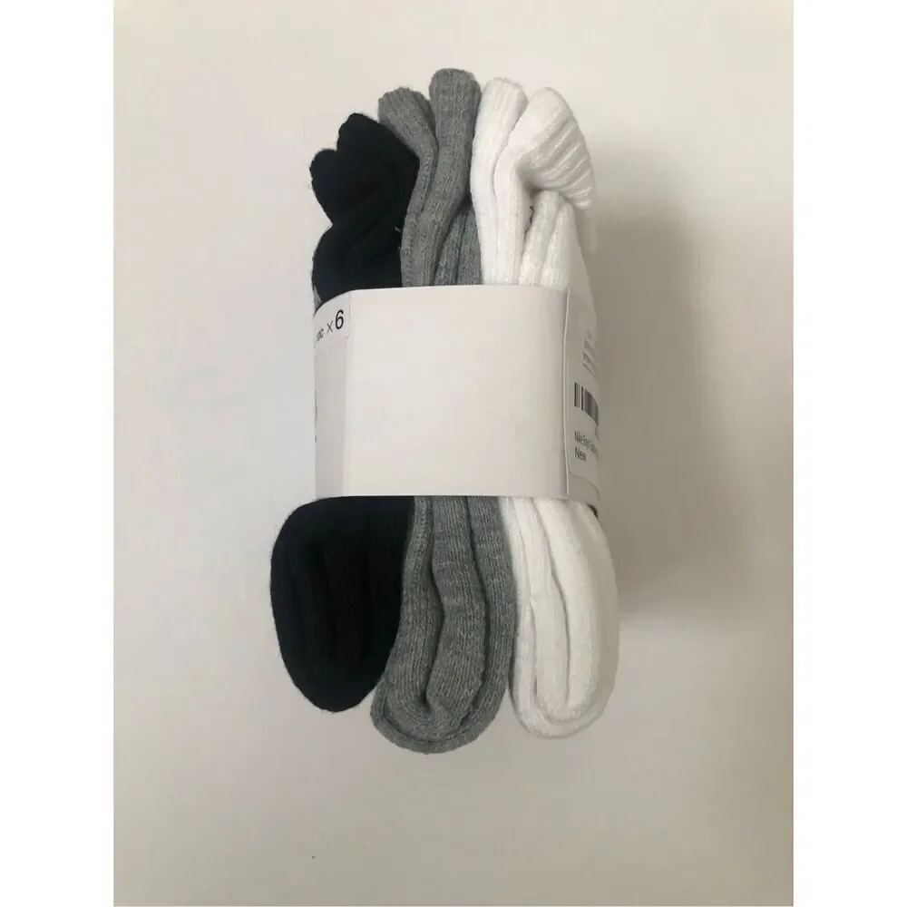 Nike Boys Cushioned Crew Socks 6 Pack (Grey/White/Black) size 7C-10C